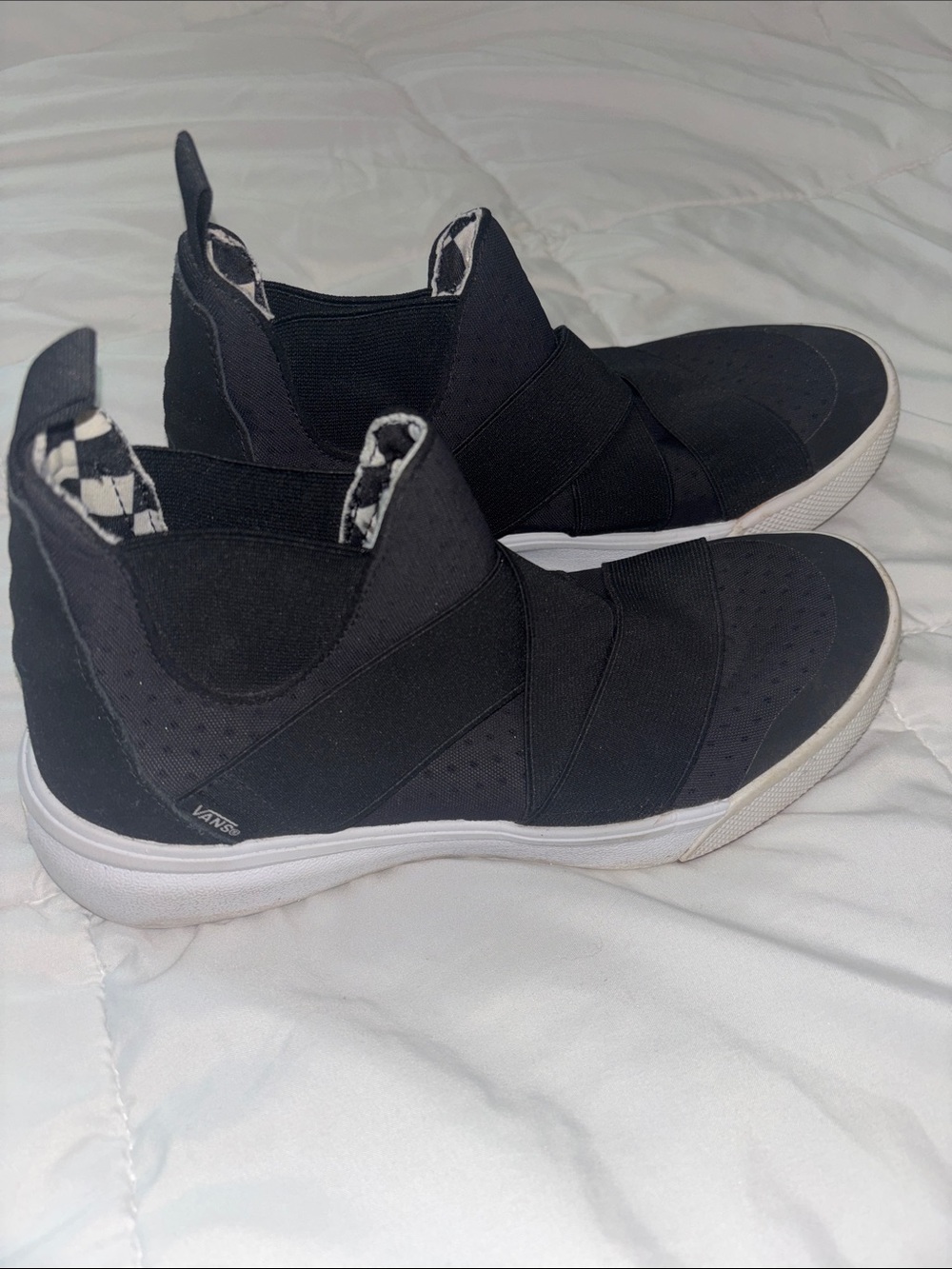 Vans Black High-Top Slip-On Sneakers with White Soles
